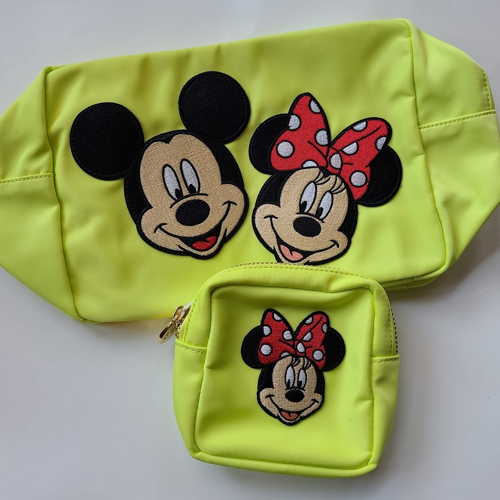 NWOT/NWT Stoney Clover Lane Mickey and Minnie Lime Large and Mini Pouch Set